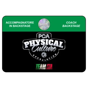 Tessera ingresso accompagnatore nel backstage PCA Physical Culture Association Bodibuilding.