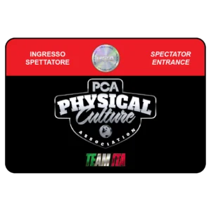 Tessera ingresso spettatore PCA Physical Culture Association Bodibuilding.
