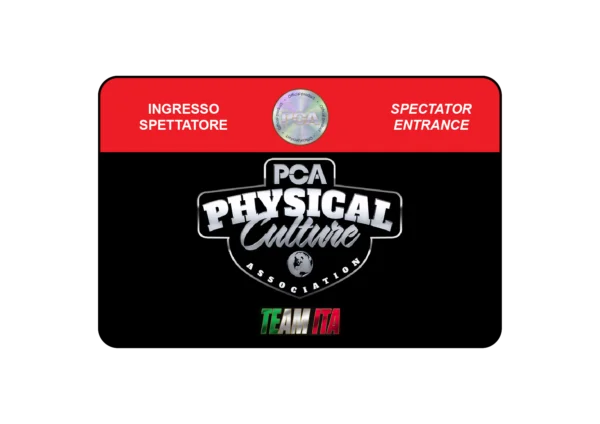 Tessera ingresso spettatore PCA Physical Culture Association Bodibuilding.
