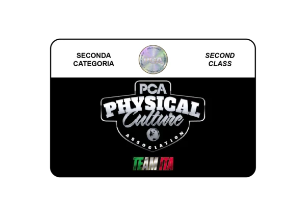 Tessera ingresso seconda categoria PCA Physical Culture Association Bodibuilding.